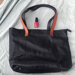Black leather shoulder bag